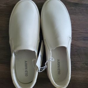 Old Navy White Leather Slip Ons